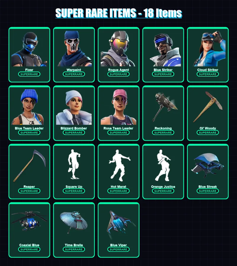 [PS4/PS5/XBOX/PC] | Fixer | Warpaint | Rogue Agent | Blue Striker | Cloud Striker | 91 skin | 100 pickaxe | 94 emote | 101 glider | Lv1264