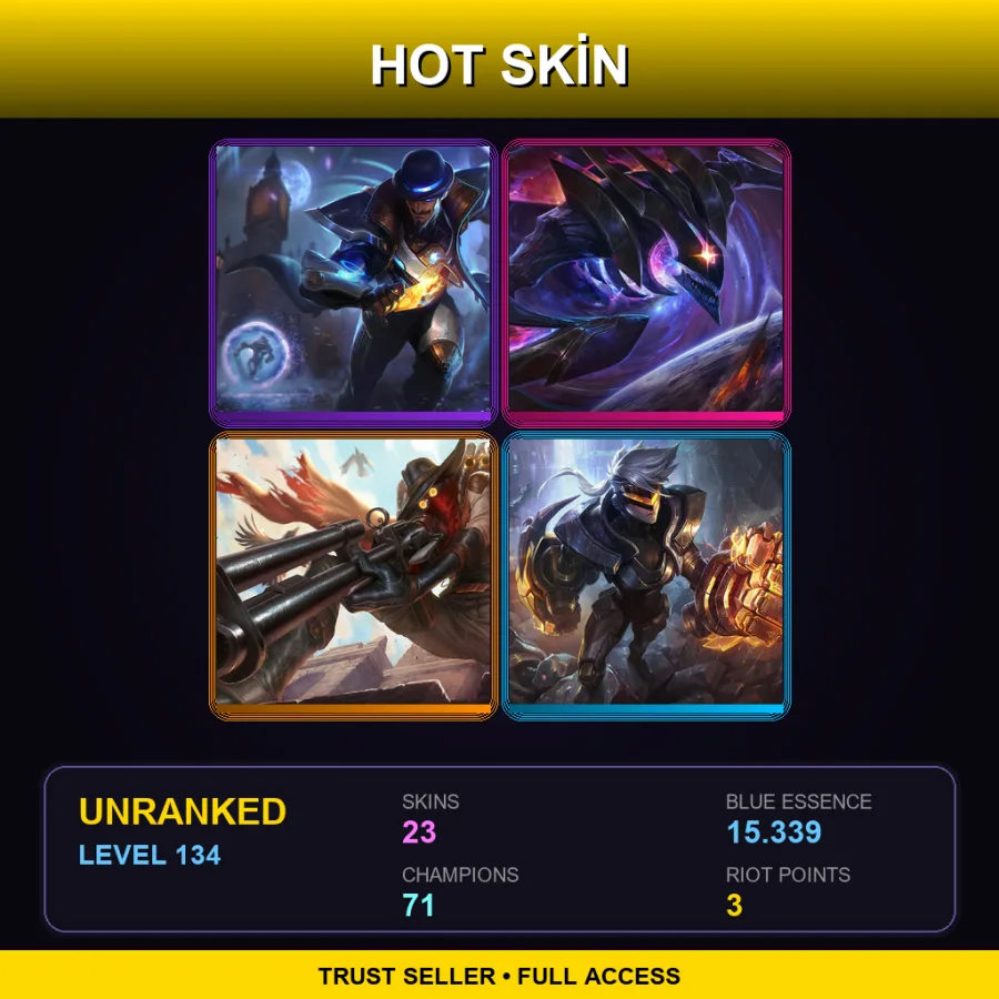 LAN | Lv134 | Unranked | 23 Skin | 71 Champ — LoL account