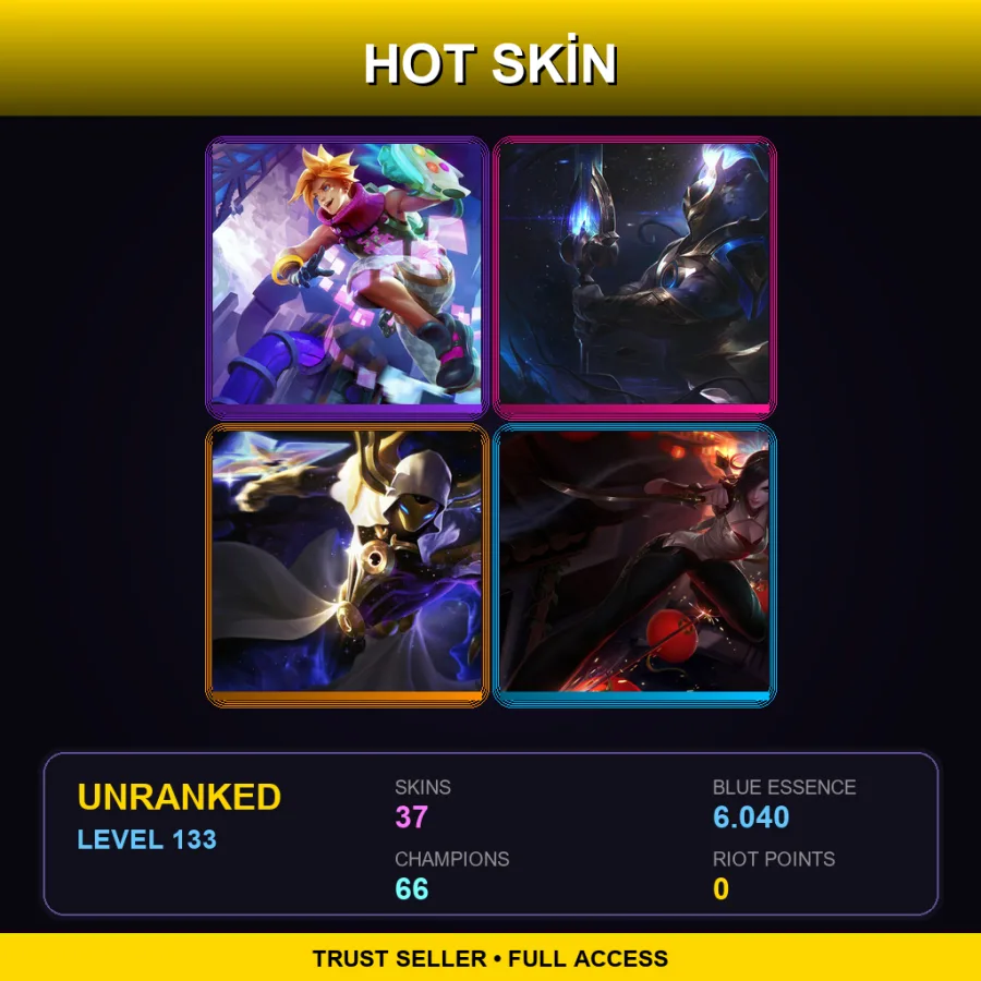 LAS | Lv133 | Unranked | 37 Skin | 66 Champ — LoL account