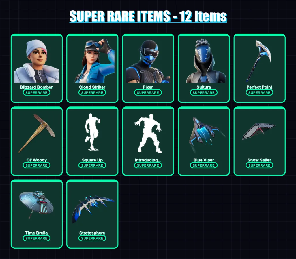 [PS4/PS5/XBOX/PC] | Blizzard Bomber | Cloud Striker | Fixer | Sultura | Fade | 39 skin | 65 pickaxe | 58 emote | 58 glider | Lv787