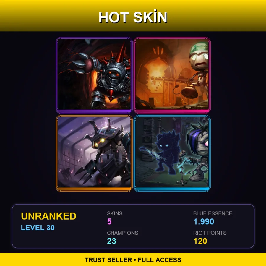 TR | Lv30 | Unranked | 5 Skin | 23 Champ — LoL account