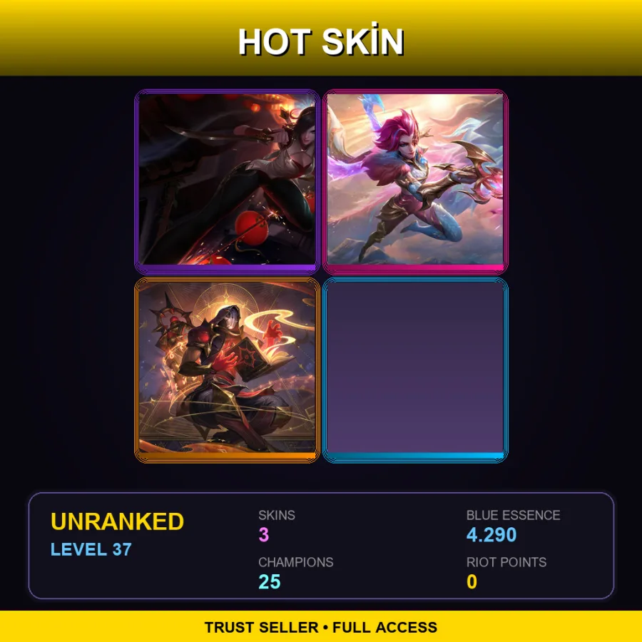 NA | Lv37 | Unranked | 3 Skin | 25 Champ