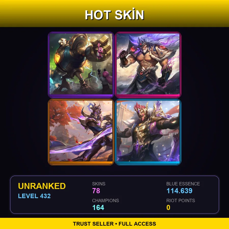 EUNE | Lv432 | Unranked | 78 Skin | 164 Champ