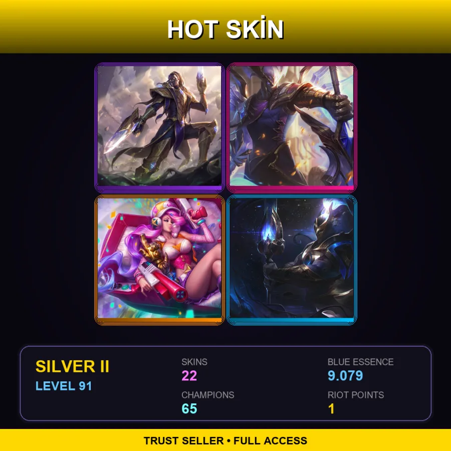 EUW | Lv91 | Silver II | 22 Skin | 65 Champ