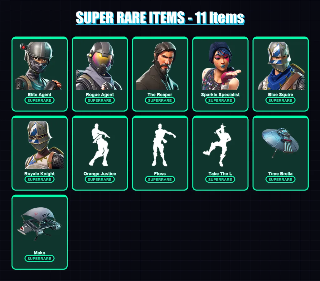 [PC/XBOX/PSN] | Elite Agent | Rogue Agent | The Reaper | Sparkle Specialist | Blue Squire | 43 skin | 35 pickaxe | 61 emote | 46 glider | Lv608