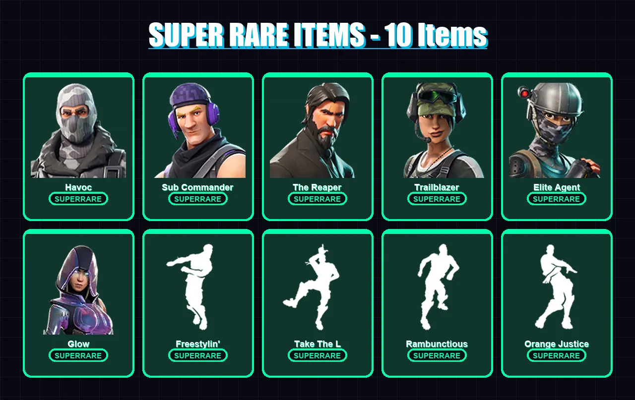 [PC/XBOX/PSN] | Havoc | Sub Commander | The Reaper | Trailblazer | Elite Agent | 27 skin | 16 pickaxe | 21 emote | 21 glider | Lv267