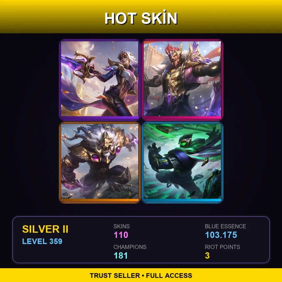 LAN | Victorious Fiora | Victorious Draven | Victorious Rengar | Conqueror Jax | 110 Skin | 181 Champ | Silver II | Lv359