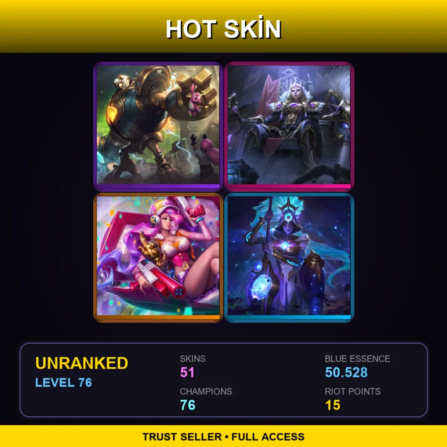 VN | Lv76 | Unranked | 51 Skin | 76 Champ