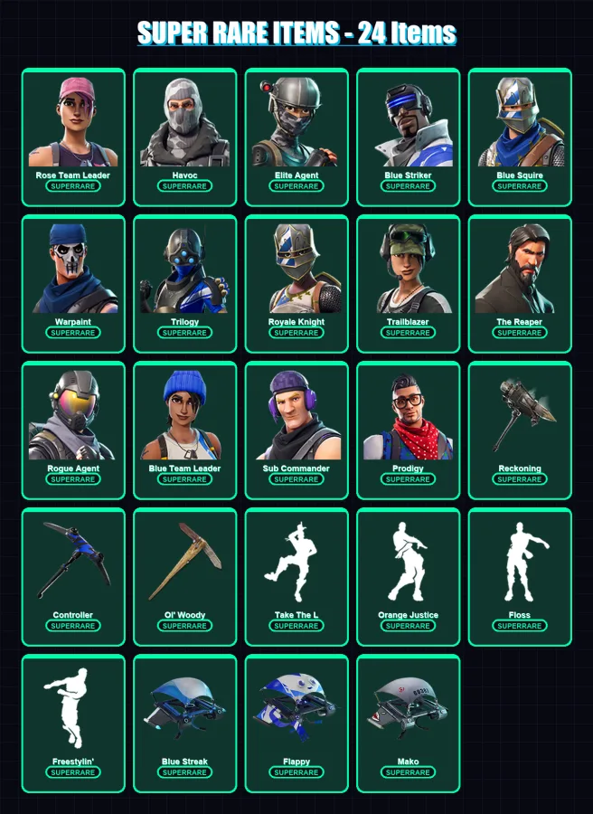 [PC/XBOX] | Rose Team Leader | Havoc | Elite Agent | Blue Striker | Blue Squire | 80 skin | 70 pickaxe | 107 emote | 73 glider | Lv1137 — Fortnite account