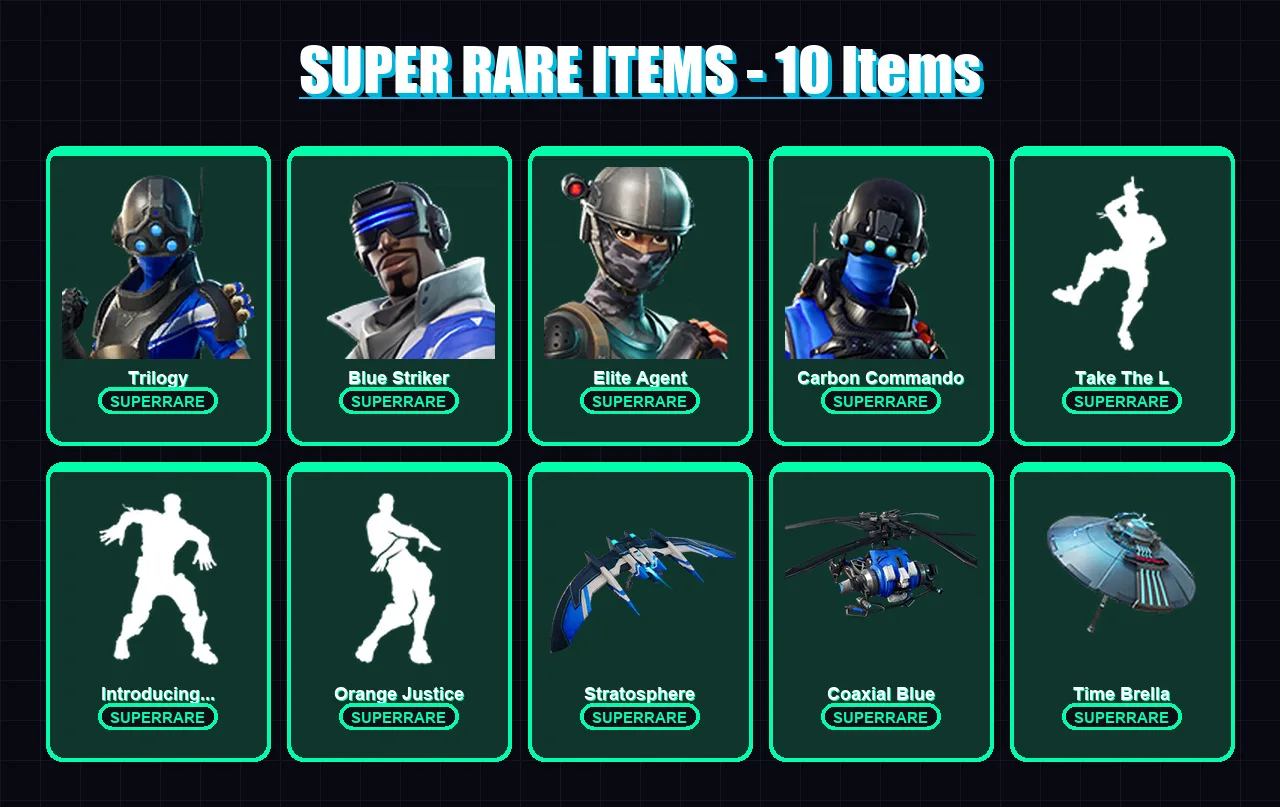 [PS4/PS5/XBOX/PC] | Trilogy | Blue Striker | Elite Agent | Carbon Commando | Ronin | 80 skin | 99 pickaxe | 78 emote | 110 glider | Lv1637