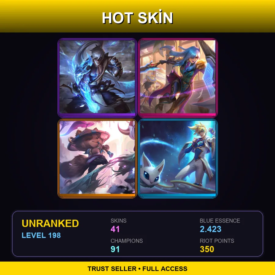 EUNE | Lv198 | Unranked | 41 Skin | 91 Champ