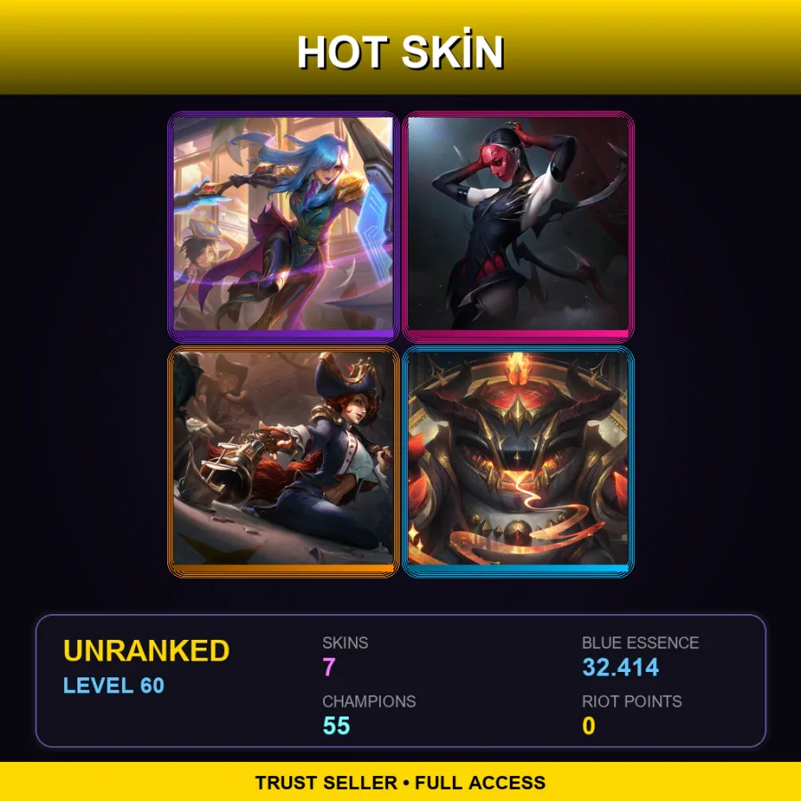 NA | Lv60 | Unranked | 7 Skin | 55 Champ