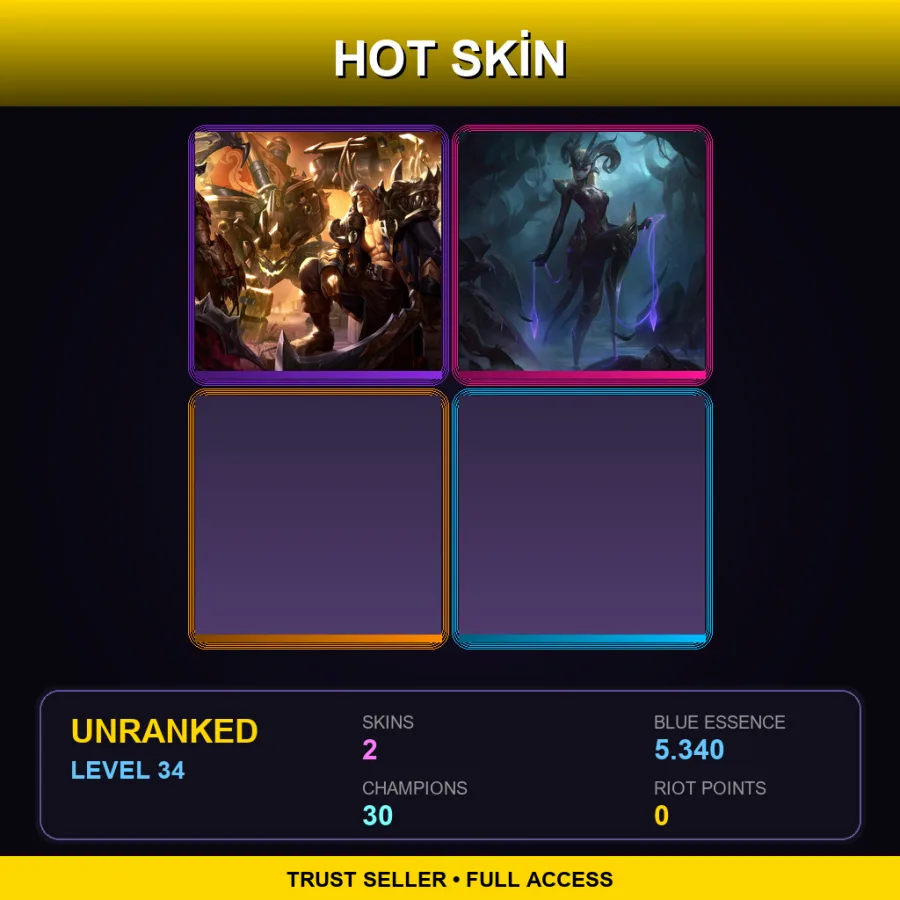 EUNE | Lv34 | Unranked | 2 Skin | 30 Champ — LoL account