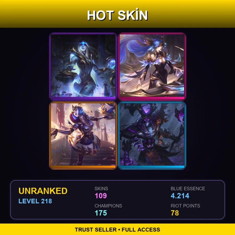 EUNE | Lv218 | Unranked | 109 Skin | 175 Champ — LoL account