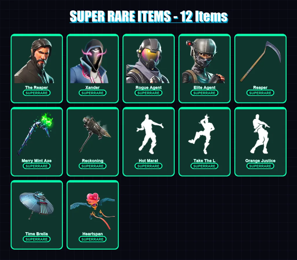 [PC/XBOX] | The Reaper | Xander | Rogue Agent | Elite Agent | Hybrid | 98 skin | 137 pickaxe | 127 emote | 125 glider | Lv2351