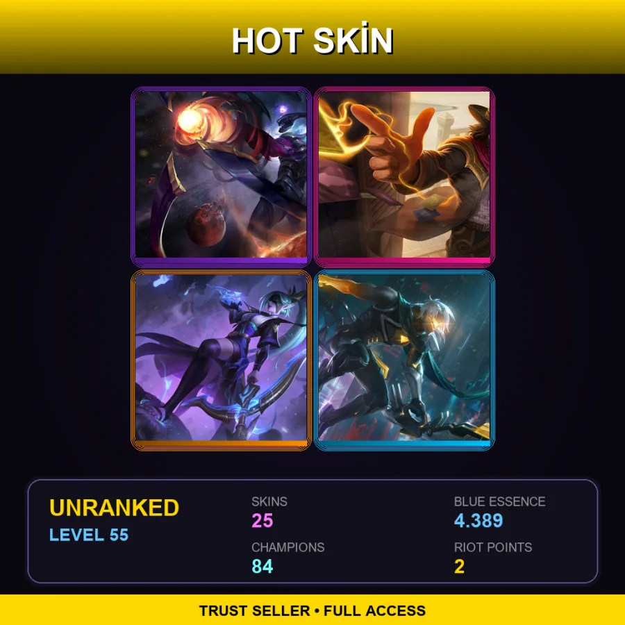 SG | Lv55 | Unranked | 25 Skin | 84 Champ