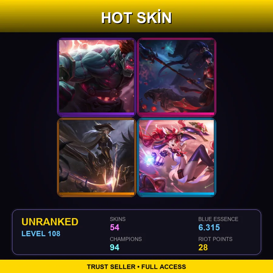 EUW | Lv108 | Unranked | 54 Skin | 94 Champ