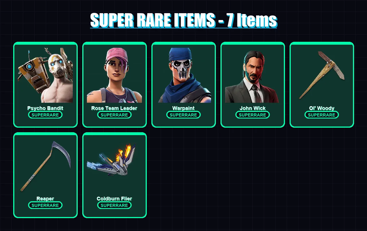 [PC/XBOX/PSN] | Psycho Bandit | Rose Team Leader | Warpaint | John Wick | Frozen Red Knight | 533 skin | 427 pickaxe | 354 emote | 132 glider | Lv15