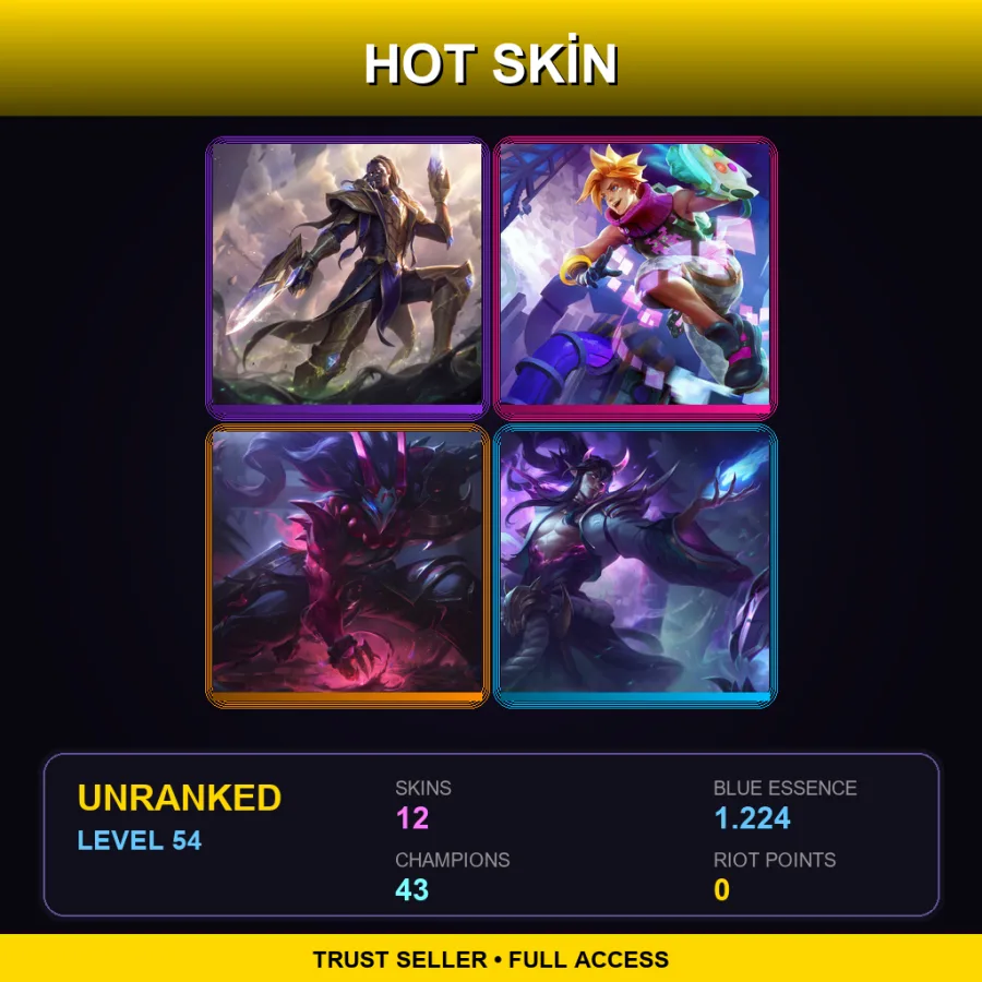 TR | Lv54 | Unranked | 12 Skin | 43 Champ