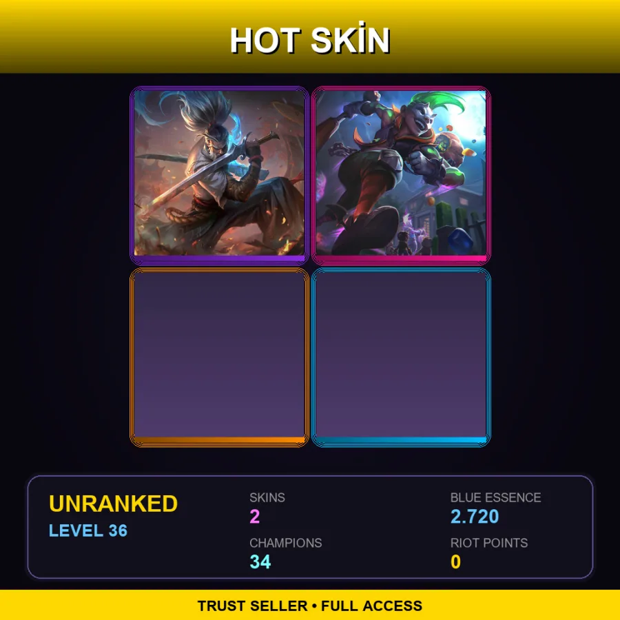 EUW | Lv36 | Unranked | 2 Skin | 34 Champ