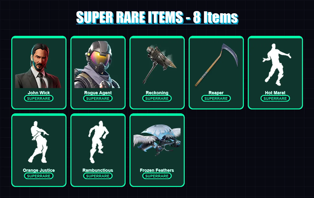 [PC/PSN] | John Wick | Rogue Agent | Calamity | Midas | Valor | 118 skin | 78 pickaxe | 122 emote | 76 glider | Lv922