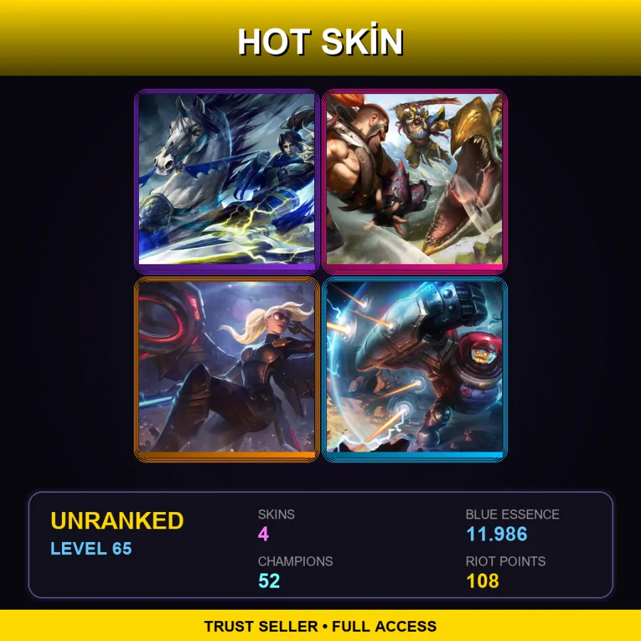 LAS | Lv65 | Unranked | 4 Skin | 52 Champ