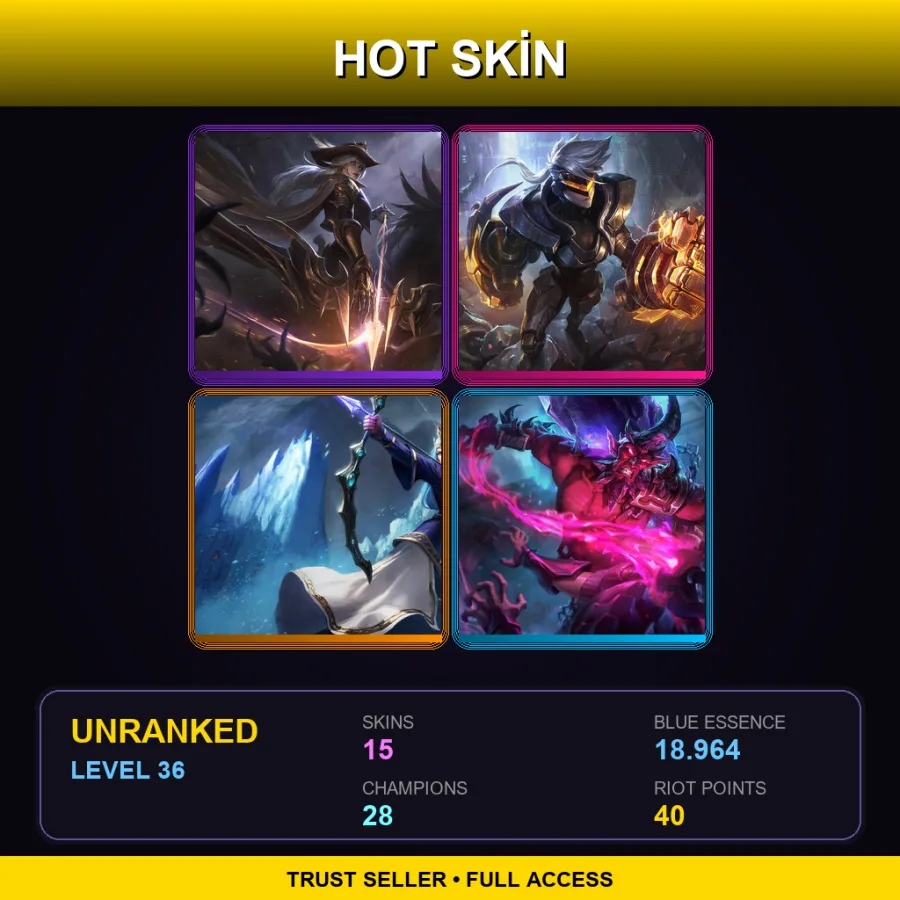 LAN | Lv36 | Unranked | 15 Skin | 28 Champ — High Noon Ashe