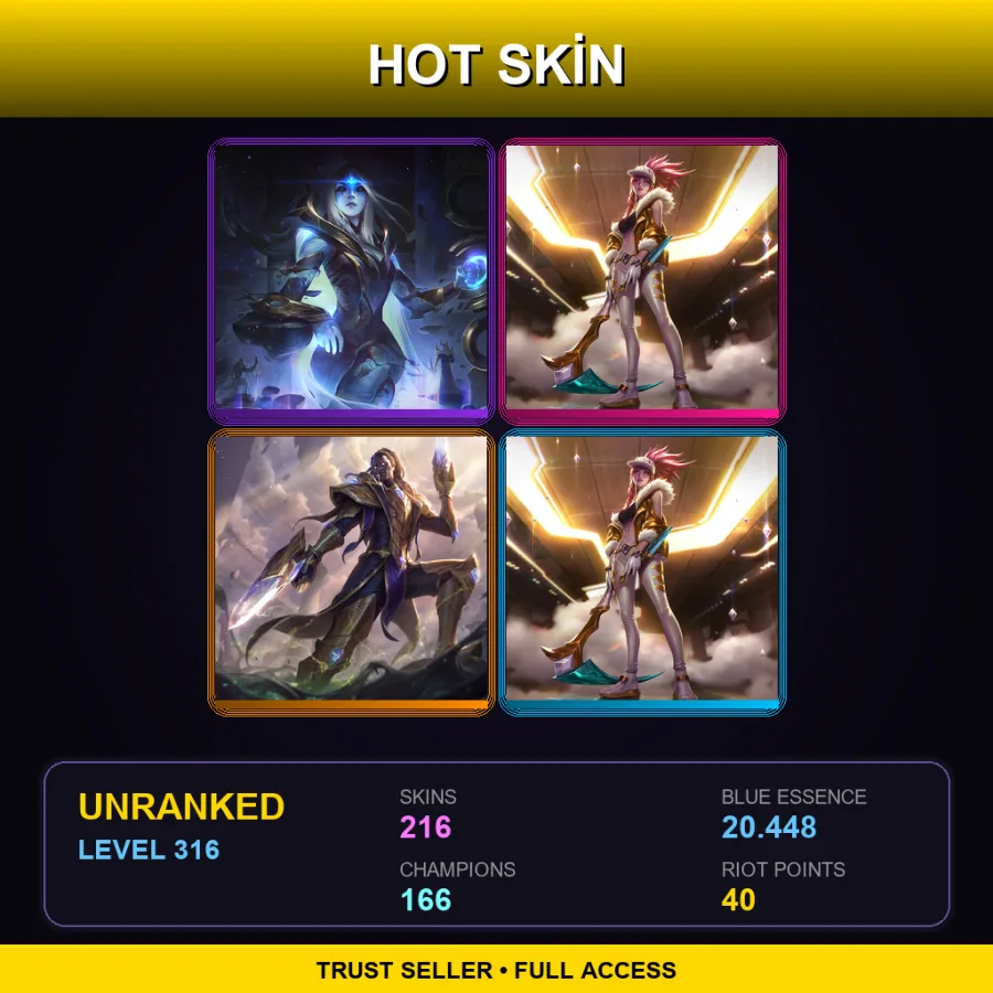 LAS | Lv316 | Unranked | 216 Skin | 166 Champ