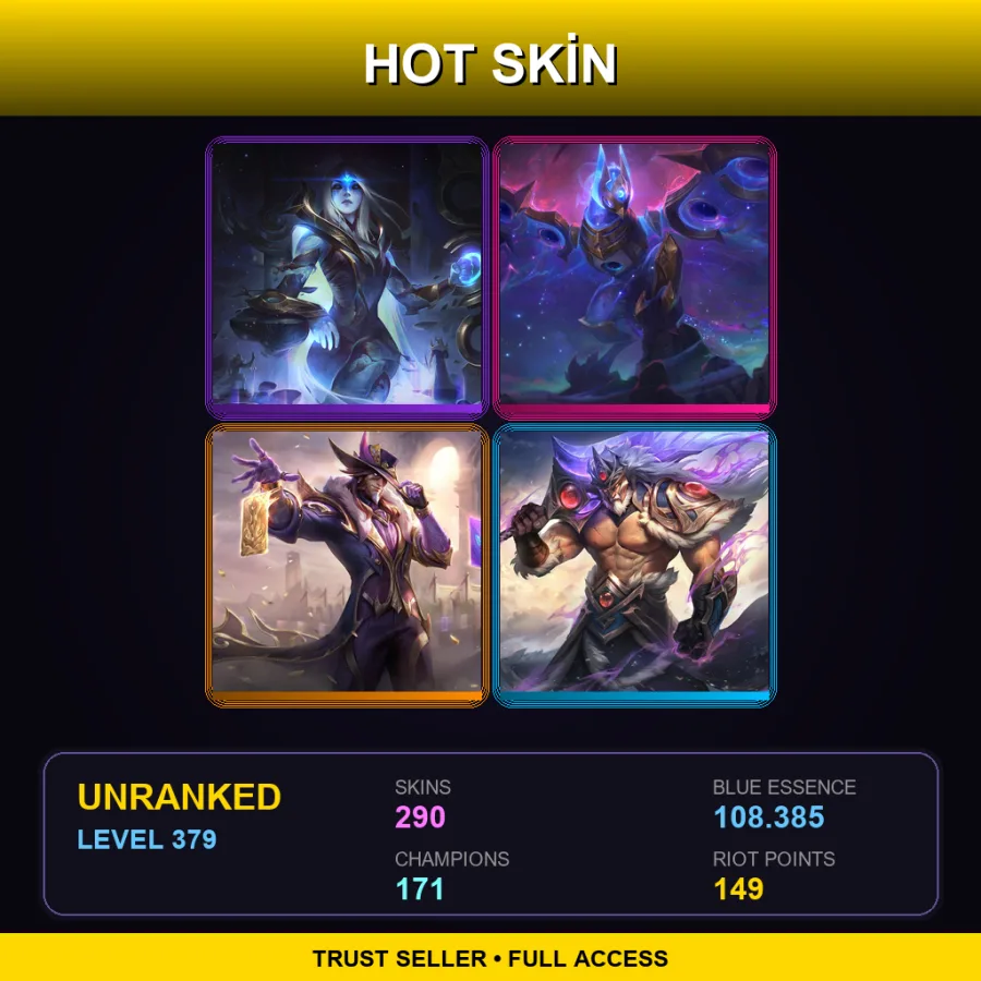 VN | Lv379 | Unranked | 290 Skin | 171 Champ