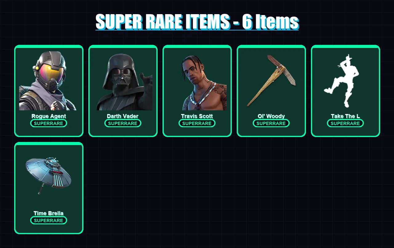 [PC/XBOX/PSN] | Rogue Agent | Darth Vader | Travis Scott | Hybrid | Valeria | 163 skin | 237 pickaxe | 168 emote | 178 glider | Lv2450