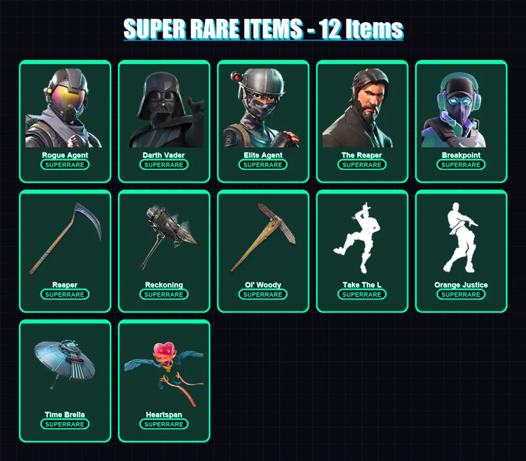 [PC/XBOX/PSN] | Rogue Agent | Darth Vader | Elite Agent | The Reaper | Breakpoint | 220 skin | 200 pickaxe | 172 emote | 156 glider | Lv1986