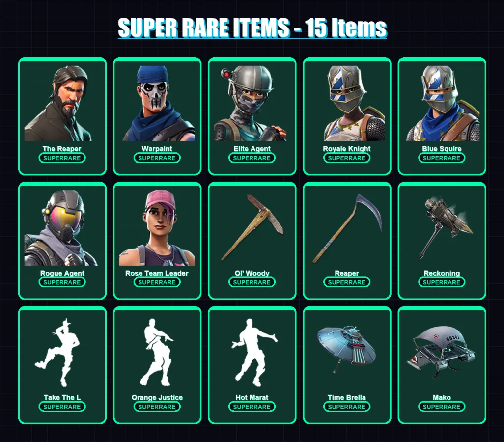 [PC/PSN] | The Reaper | Warpaint | Elite Agent | Royale Knight | Blue Squire | 128 skin | 138 pickaxe | 122 emote | 126 glider | Lv2109 — Fortnite account