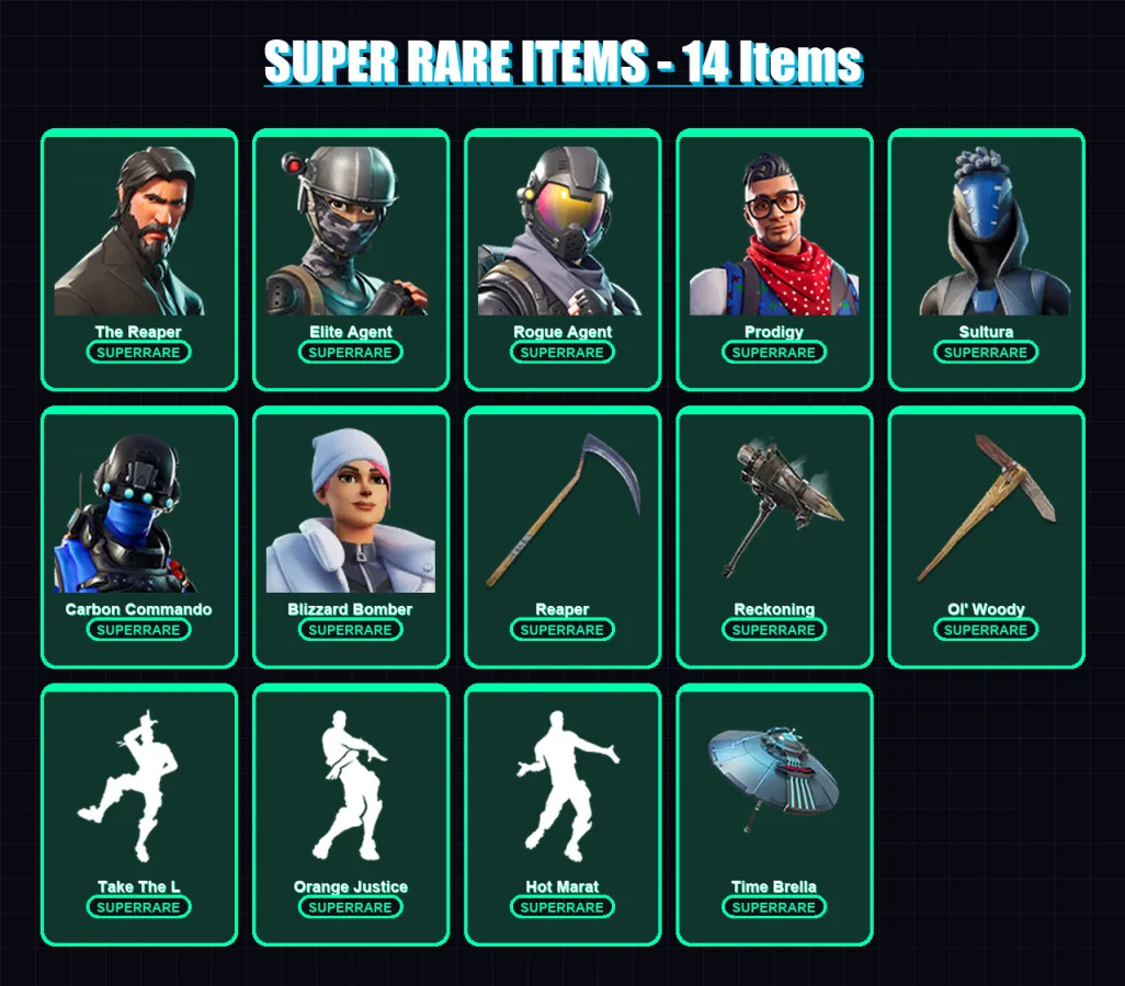 [PC/XBOX/PSN] | The Reaper | Omega | Lara Croft | Championship Aura | Elite Agent | 200 skin | 252 pickaxe | 225 emote | 214 glider | Lv3982