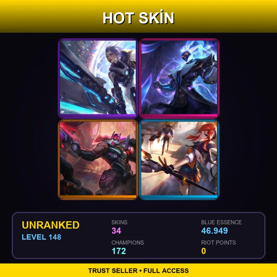 VN | Lv148 | Unranked | 34 Skin | 172 Champ