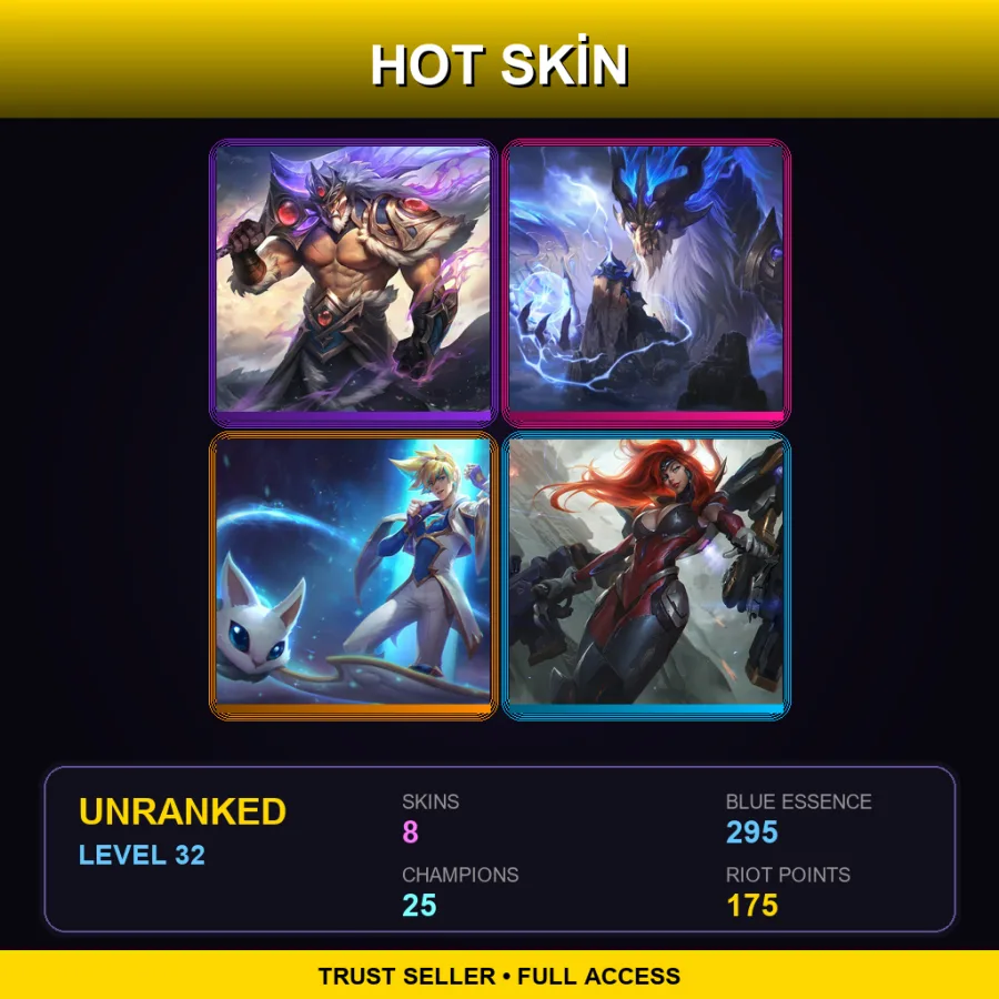 EUNE | Lv32 | Unranked | 8 Skin | 25 Champ