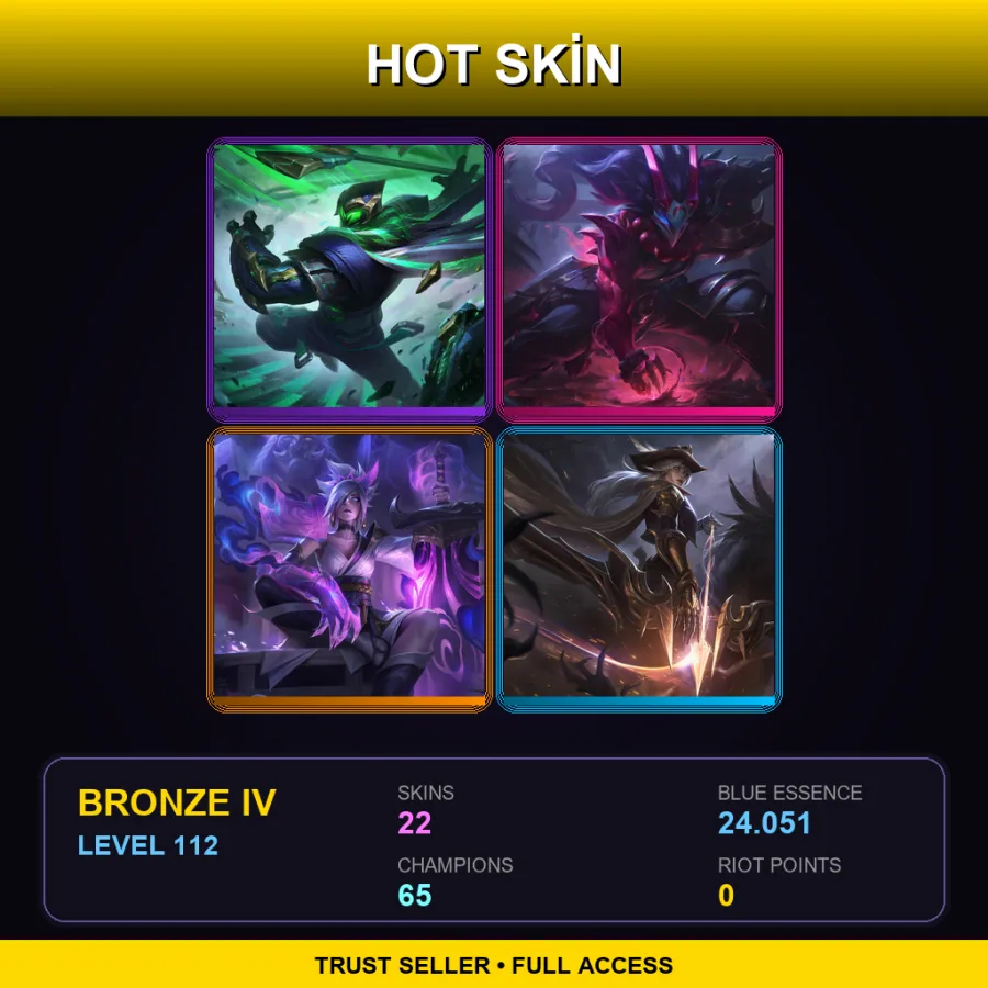 EUNE | Lv112 | Bronze IV | 22 Skin | 65 Champ