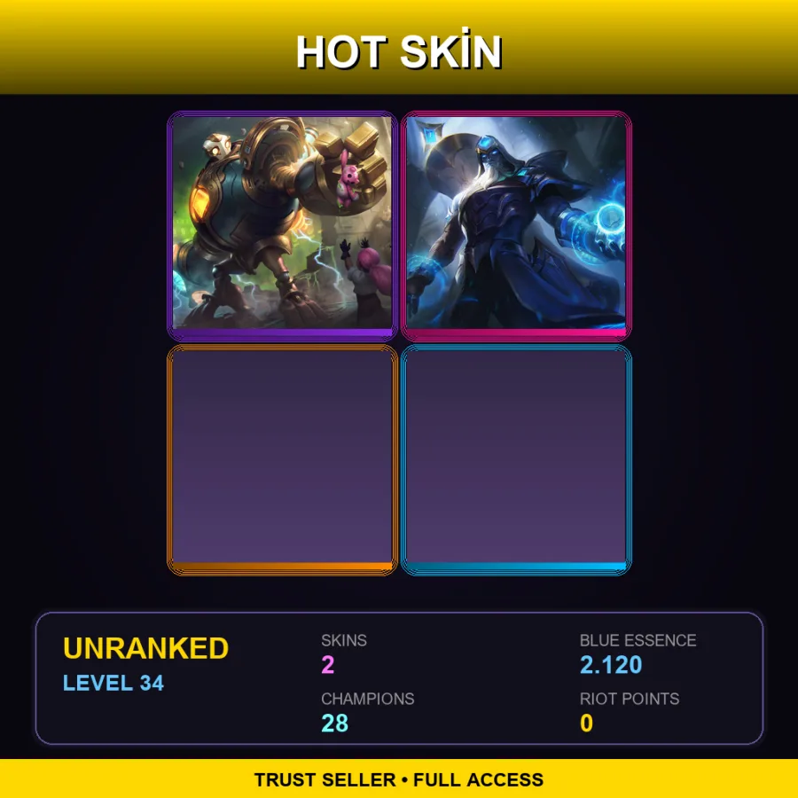NA | Lv34 | Unranked | 2 Skin | 28 Champ — Unranked / Smurf League of Legends