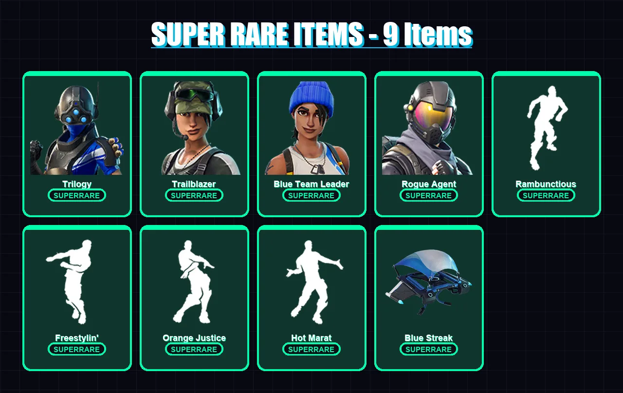 [PC/XBOX/PSN] | Trilogy | Trailblazer | Blue Team Leader | Rogue Agent | Fusion | 25 skin | 20 pickaxe | 31 emote | 29 glider | Lv477