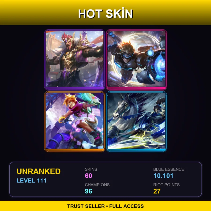 EUNE | Lv111 | Unranked | 60 Skin | 96 Champ — LoL account
