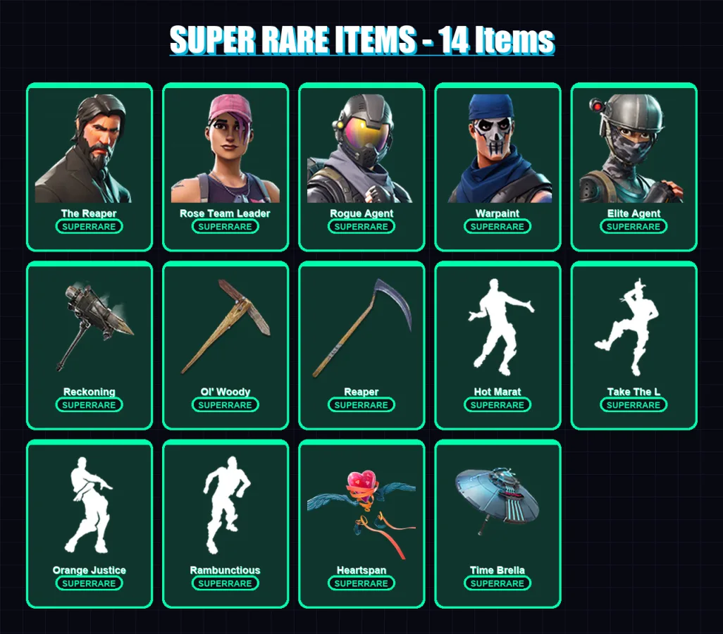 [PC/PSN] | The Reaper | Rose Team Leader | Rogue Agent | Warpaint | Elite Agent | 123 skin | 109 pickaxe | 118 emote | 94 glider | Lv1242 — Fortnite account