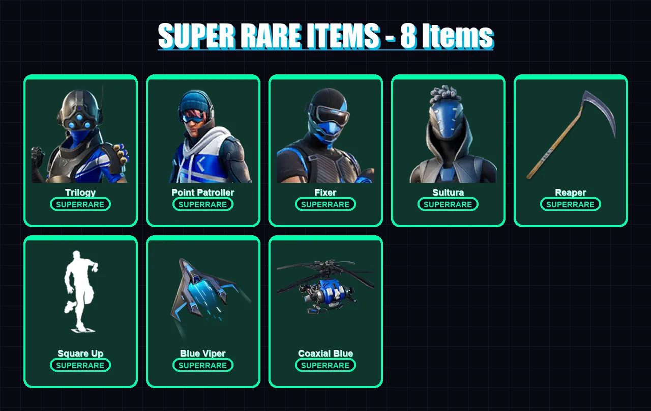 [PC/PSN] | Trilogy | Point Patroller | Fixer | Sultura | Predator | 157 skin | 221 pickaxe | 151 emote | 160 glider | Lv2683