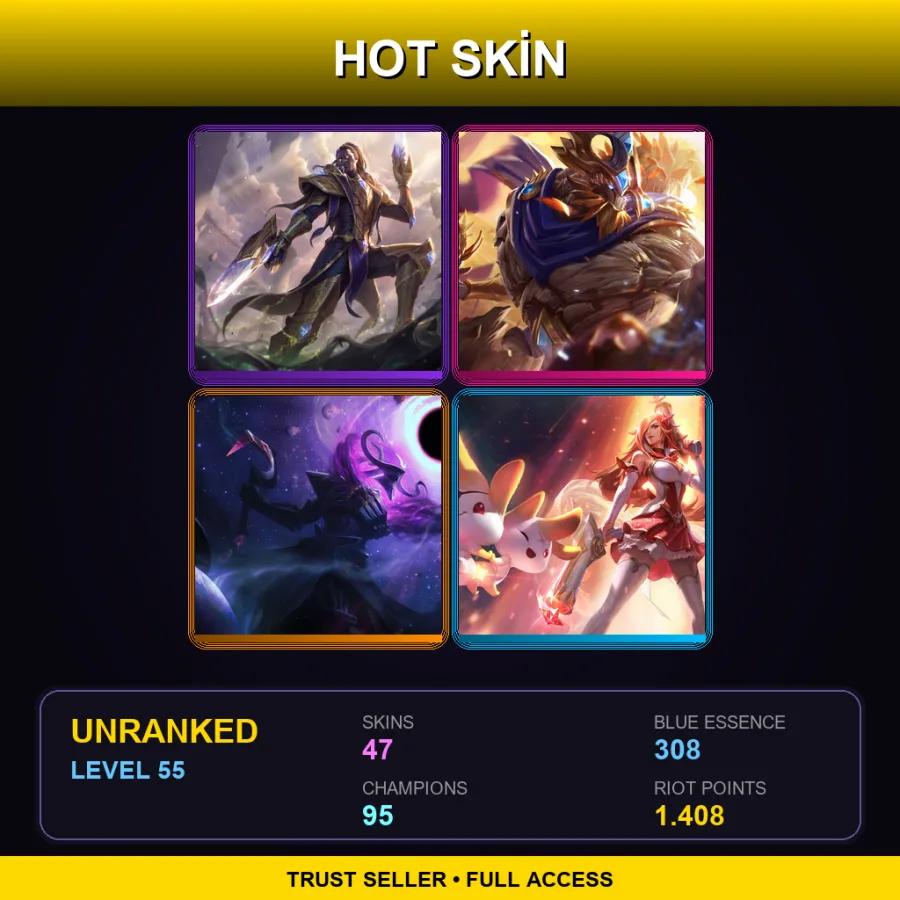 EUW | Lv55 | Unranked | 47 Skin | 95 Champ