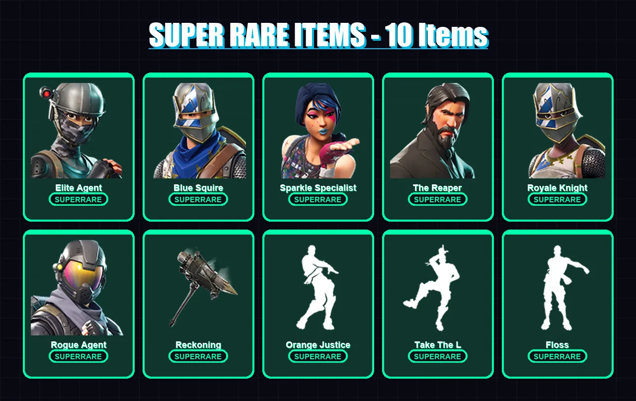 [PS4/PS5/XBOX/PC] | Elite Agent | Blue Squire | Sparkle Specialist | The Reaper | Royale Knight | 44 skin | 24 pickaxe | 38 emote | 31 glider | Lv41
