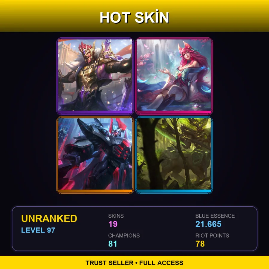 TR | Lv97 | Unranked | 19 Skin | 81 Champ — Assassin Master Yi
