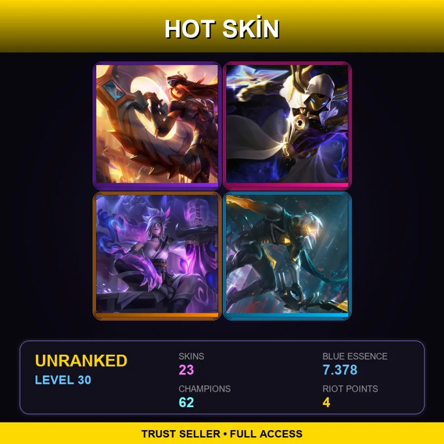 SG | Lv30 | Unranked | 23 Skin | 62 Champ — LoL account