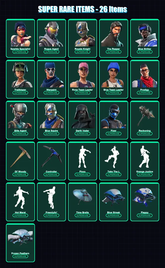 [PS4/PS5/XBOX/PC] | Sparkle Specialist | Rogue Agent | Royale Knight | 244 skin | Lv2402