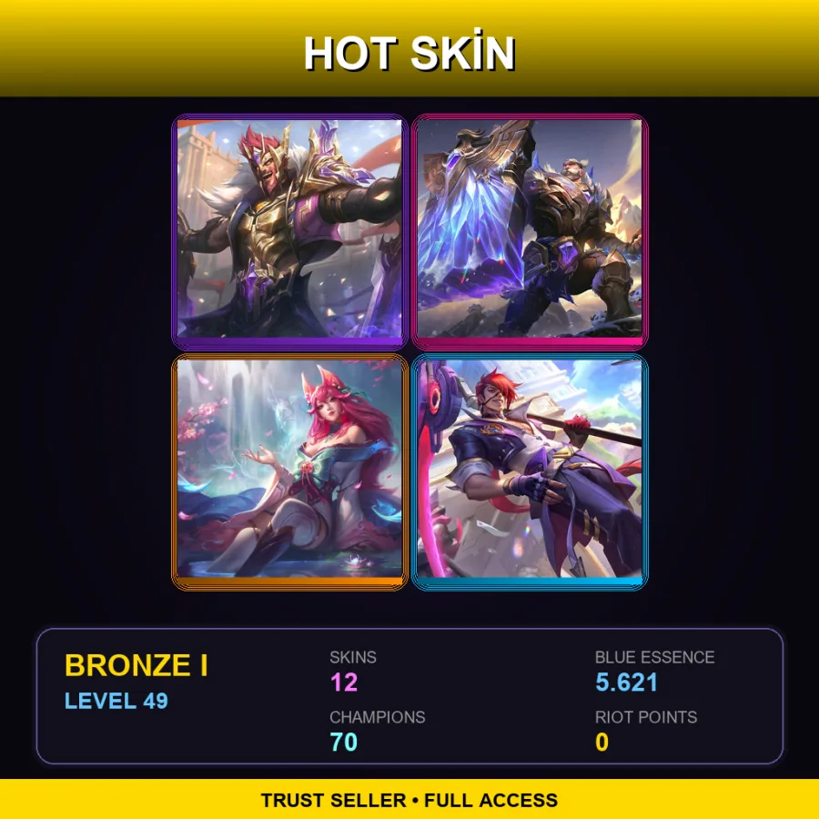 EUNE | Lv49 | Bronze I | 12 Skin | 70 Champ