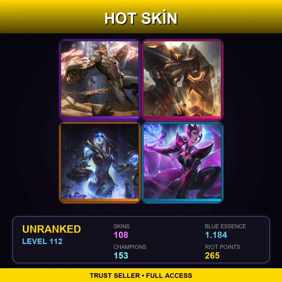 OCE | Lv112 | Unranked | 108 Skin | 153 Champ