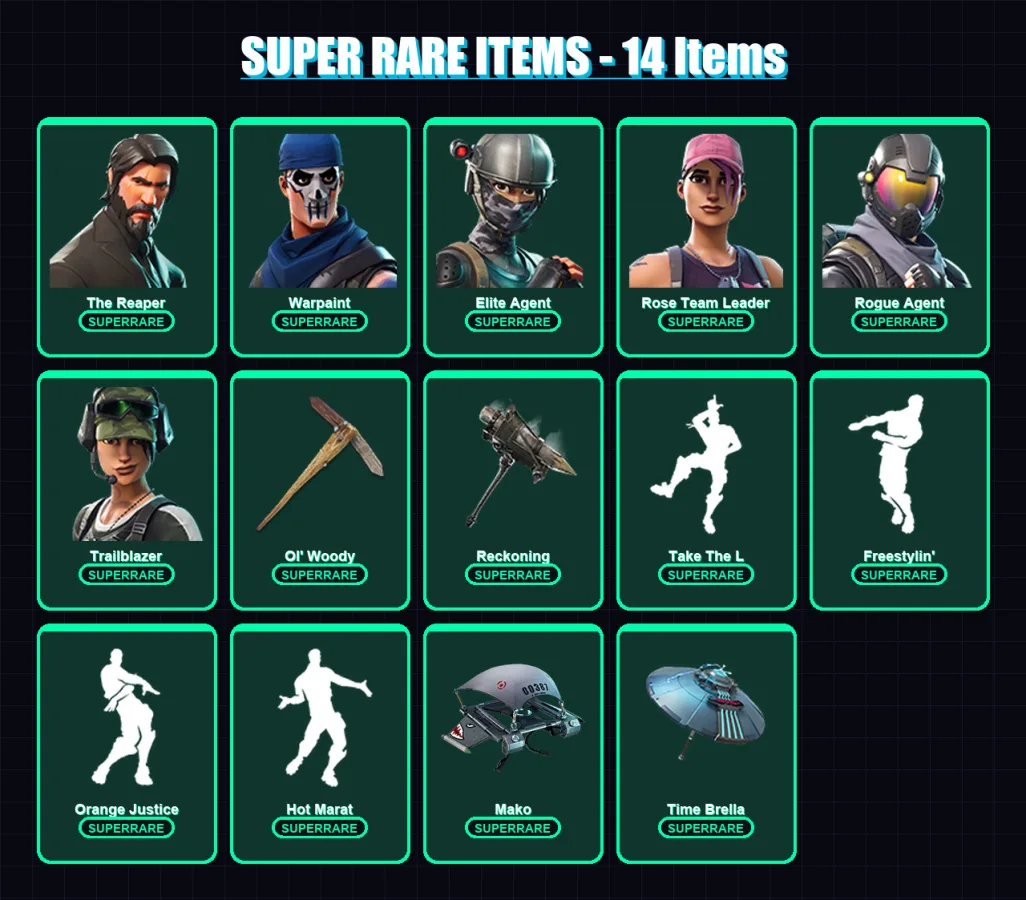 [PC/PSN] | The Reaper | Warpaint | Elite Agent | Rose Team Leader | Rogue Agent | 145 skin | 168 pickaxe | 154 emote | 153 glider | Lv2684