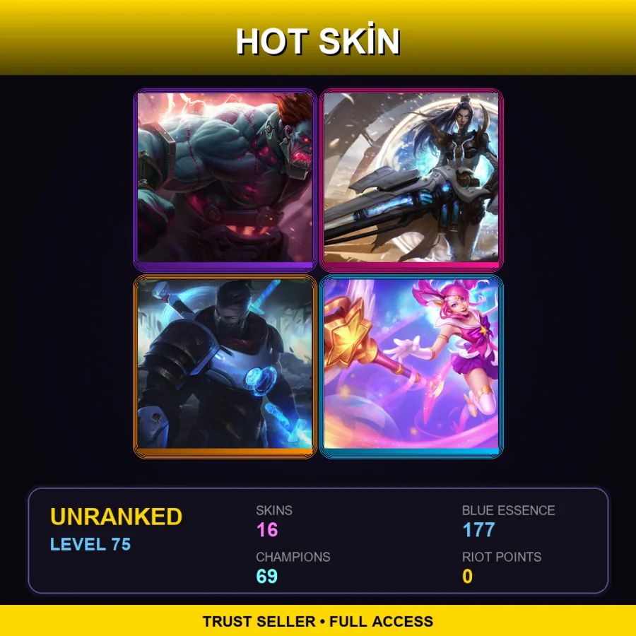 LAN | Lv75 | Unranked | 16 Skin | 69 Champ